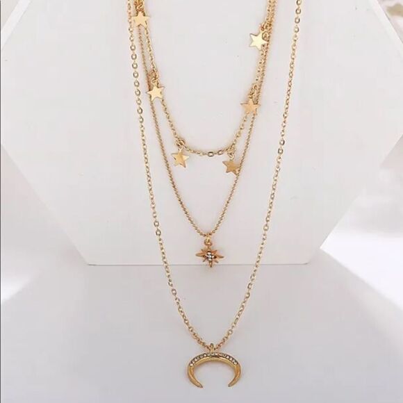 🔥Host Pick🔥 Boho Multi-Layer Star / Moon Pendant Necklace, New - Picture 2 of 4